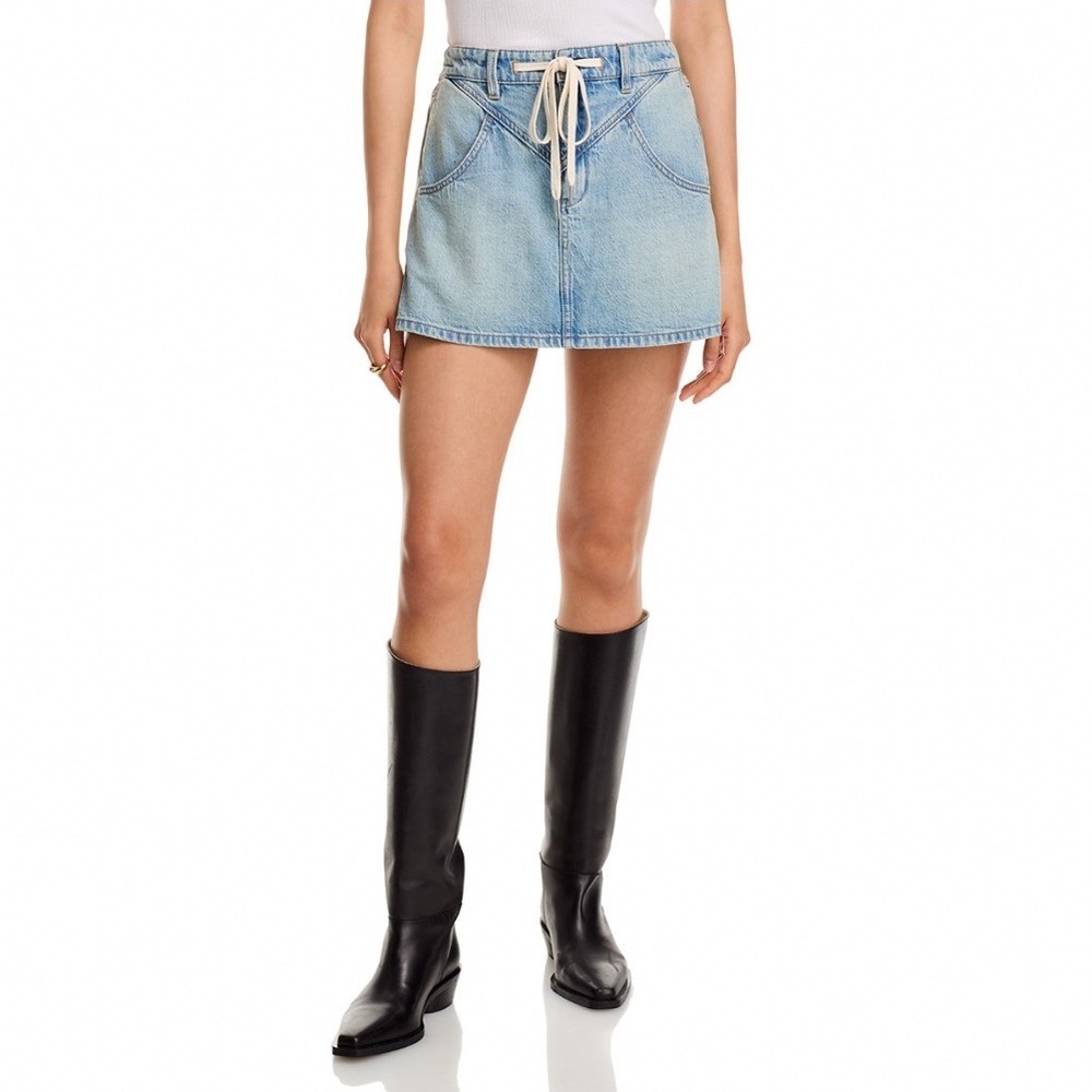 BLANKNYC Easy Day Denim Skort Light‎ Wash Blue Drawstring Mini Skirt Size 30 NEW